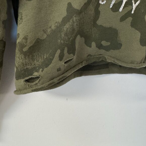 Affliction Garage Built Crop Camo Distressed Hoodie Sweater Cut Outs XL EUC - Picture 6 of 11